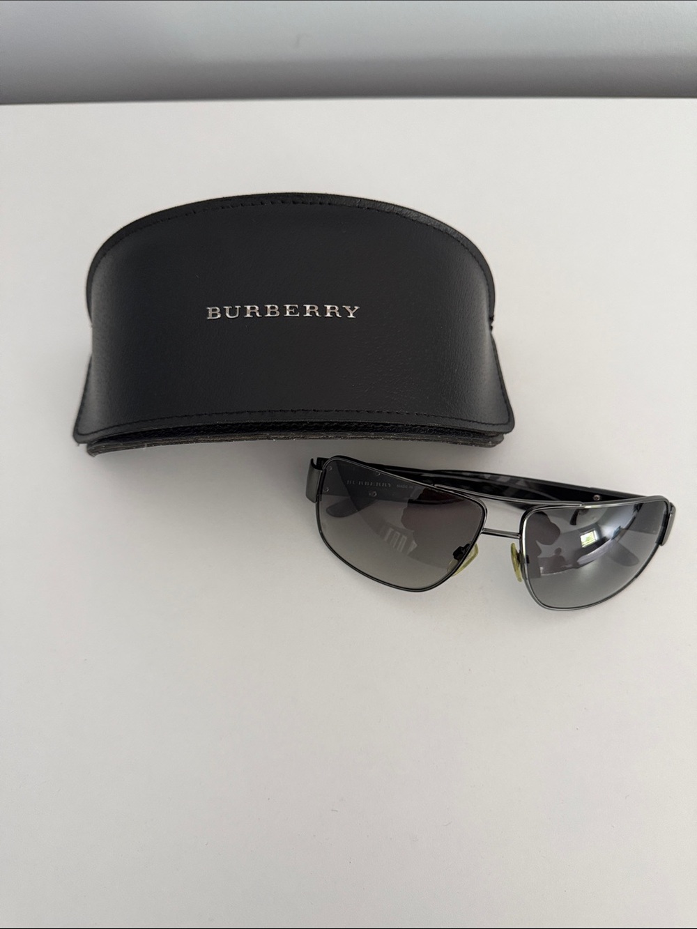 Burberry Black Aviator Sunglasses with Case
